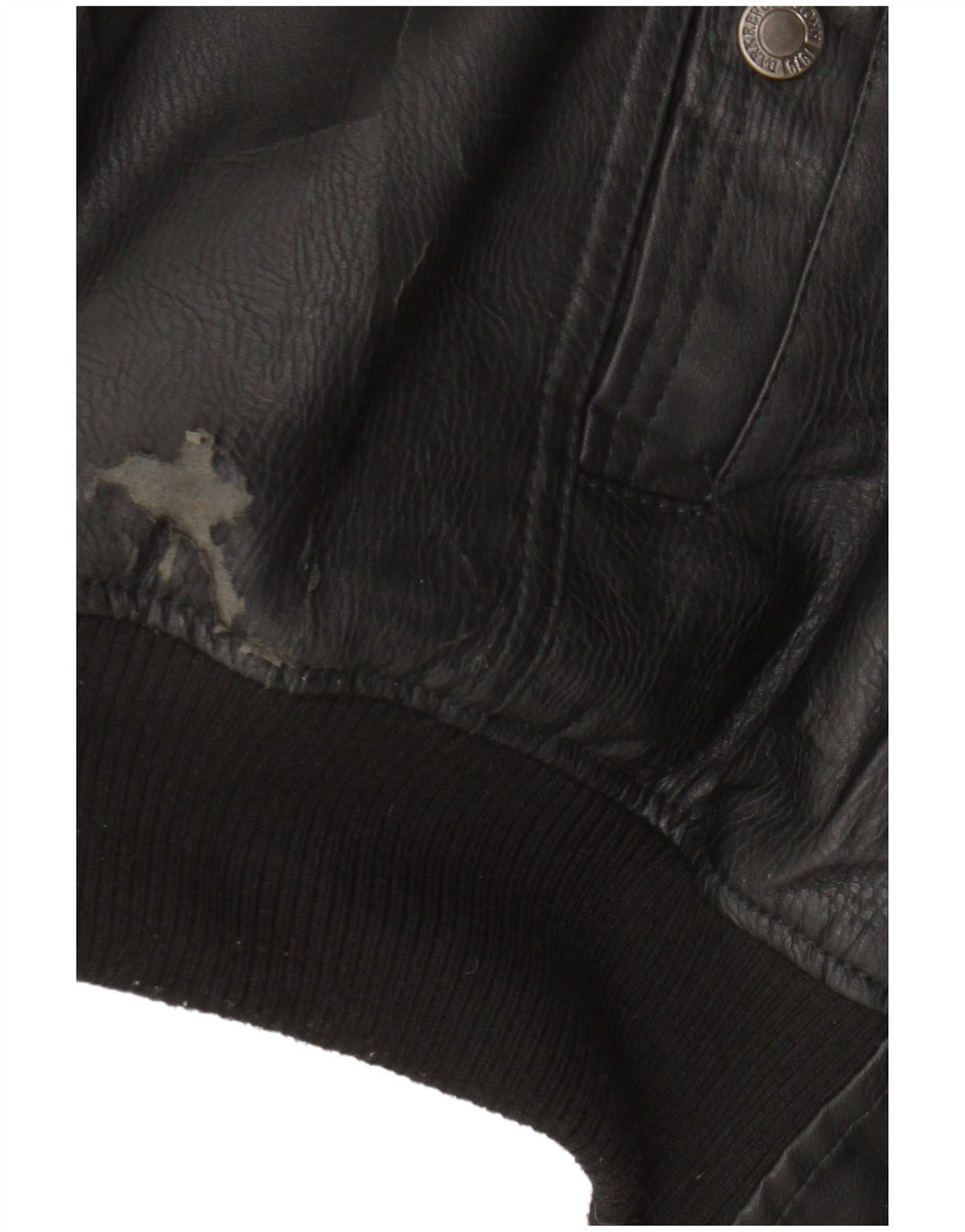 Identyczna męska kurtka bomber ze sztucznej skóry w stylu motocyklowym UK 42 XL, czarny poliester