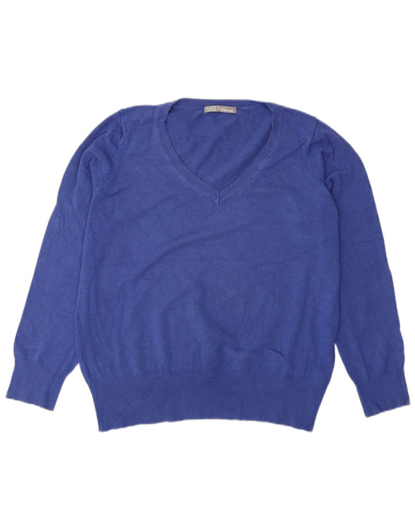 Marks & Spencer Damski sweter z dekoltem w kształcie litery V, UK 16, duży, niebieski poliamid