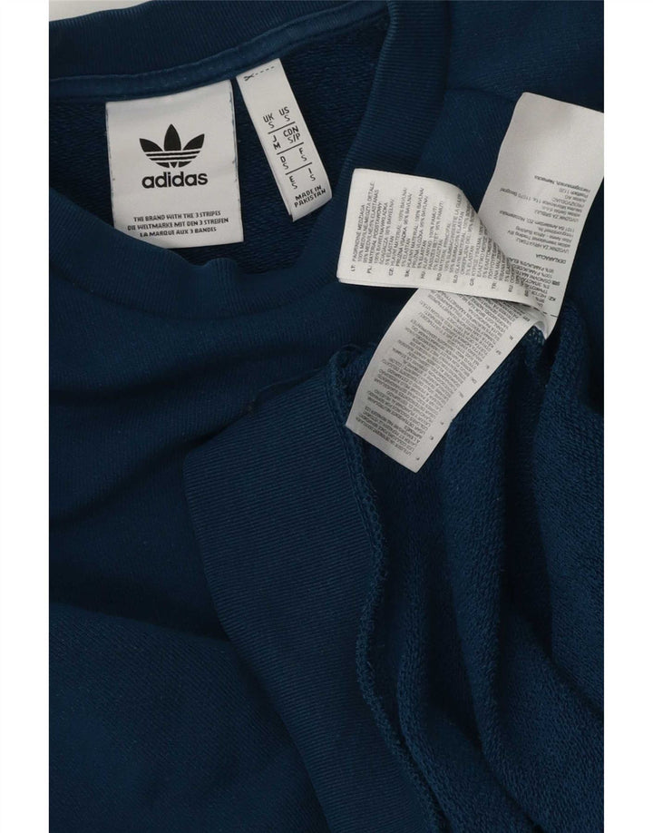 Adidas Męska bluza z grafiką, mała, niebieska, bawełniana