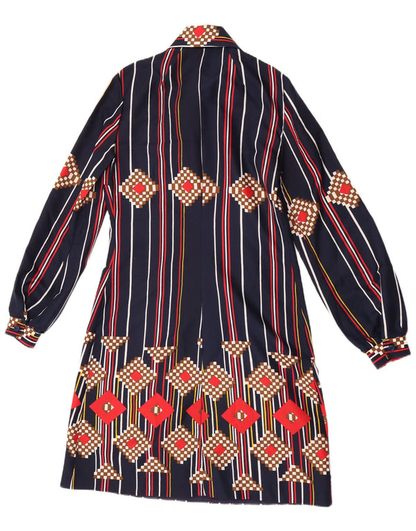 Damska sukienka koszulowa w stylu vintage UK 12 w średnie granatowe paski