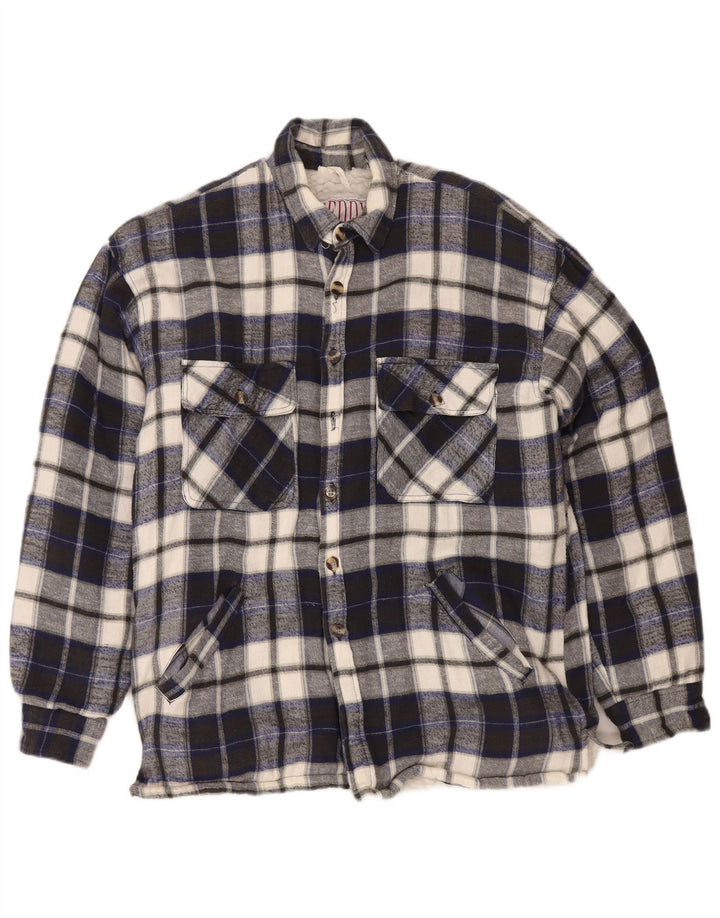 Koszula flanelowa męska drwal w stylu vintage, średnia granatowa kratka