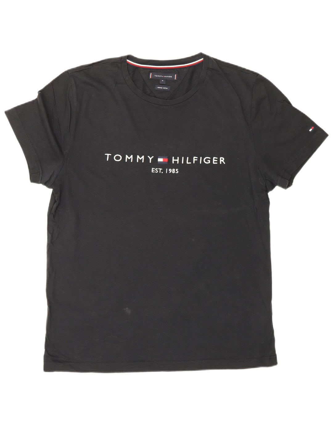 Męska koszulka z grafiką Tommy Hilfiger, średnia, czarna bawełna