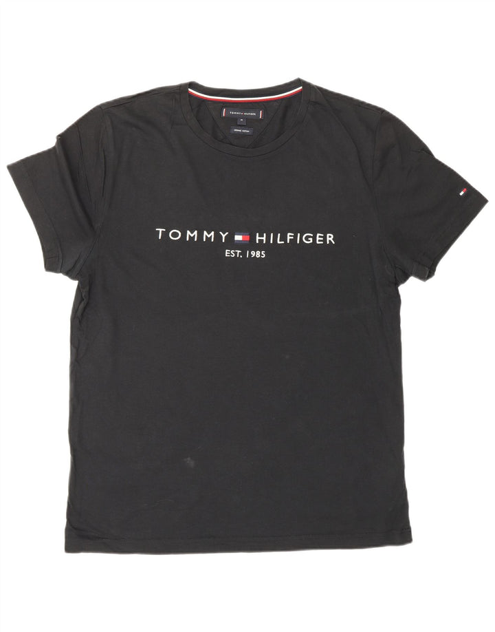 Męska koszulka z grafiką Tommy Hilfiger, średnia, czarna bawełna