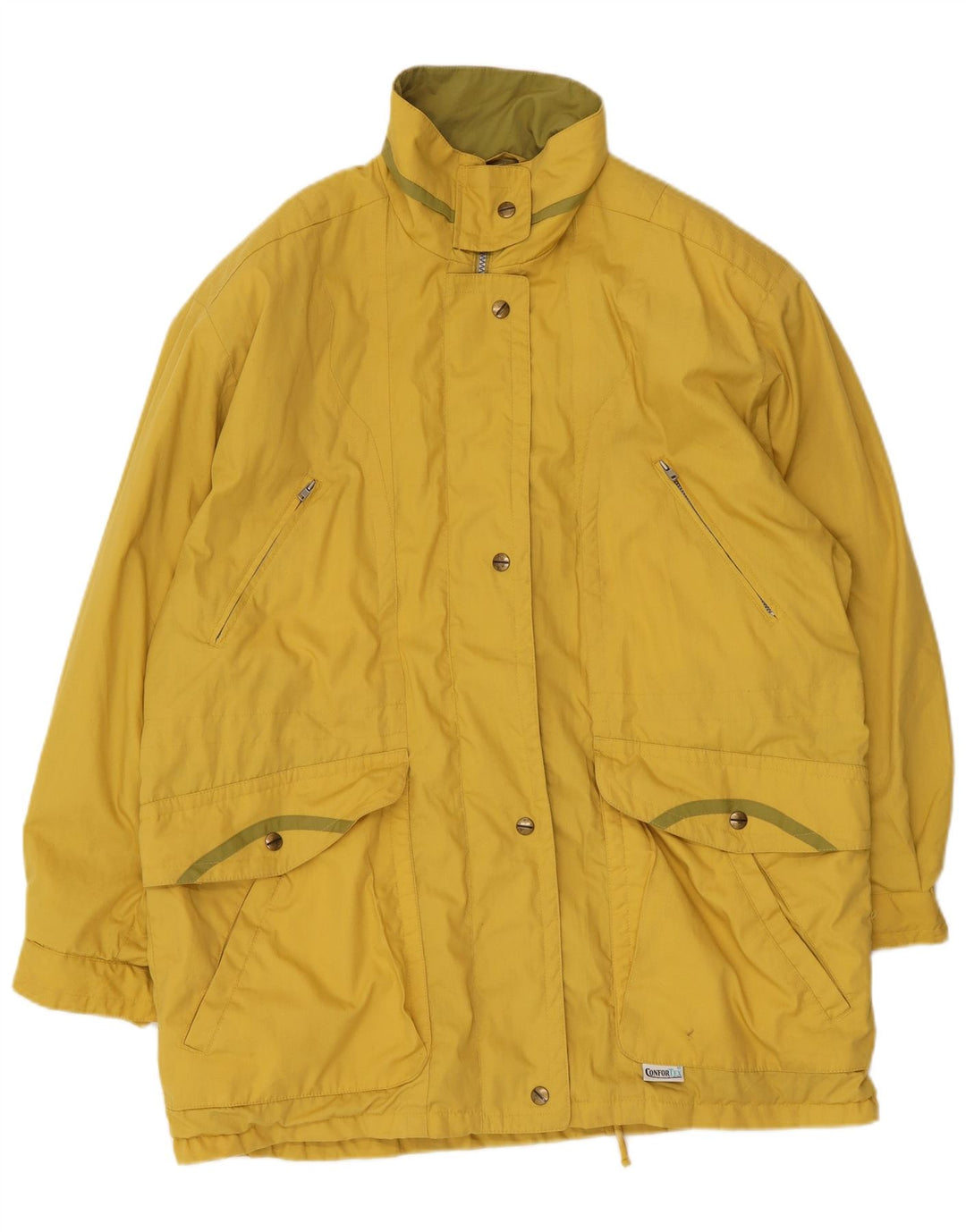 Vintage damski płaszcz przeciwdeszczowy oversize EU 42, duży, żółty poliester