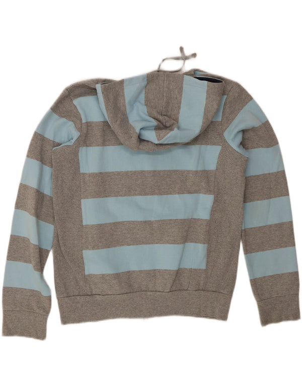 Arena Womens Graphic Zip Hoodie Sweater UK 16 Large Grey Striped Cotton