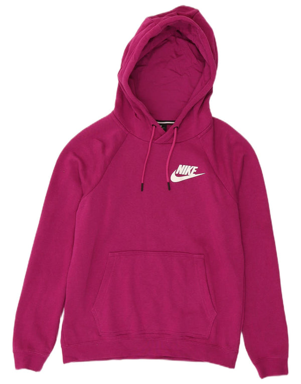 Nike Womens Oversized Hoodie Jumper UK 10 Small Pink Cotton
