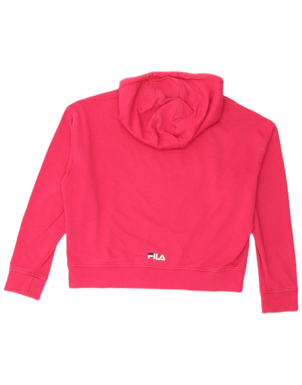 Damska bluza z kapturem Fila Crop Graphic Oversize UK 6 XS Różowa bawełna