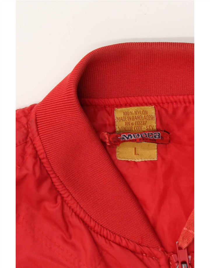 Męska kurtka bomberka Vintage UK 40, duża, czerwona nylonowa
