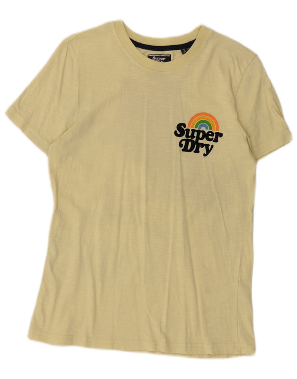 Superdry Womens Graphic T-Shirt Top UK 10 Small Yellow Cotton
