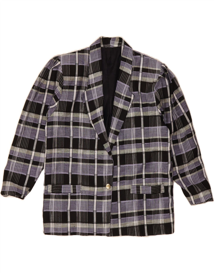 VINTAGE Womens 1 Button Blazer Jacket UK 14 Large Purple Check Vintage Vintage and Second-Hand Vintage from Messina Hembry 