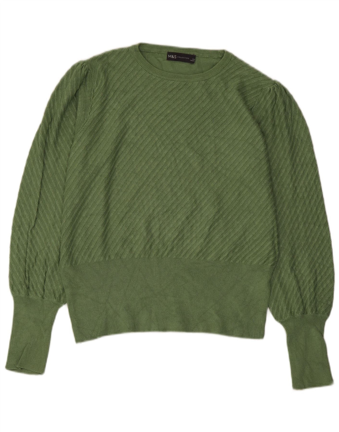Marks & Spencer Damski sweter z dekoltem w łódkę, UK 14, średni zielony