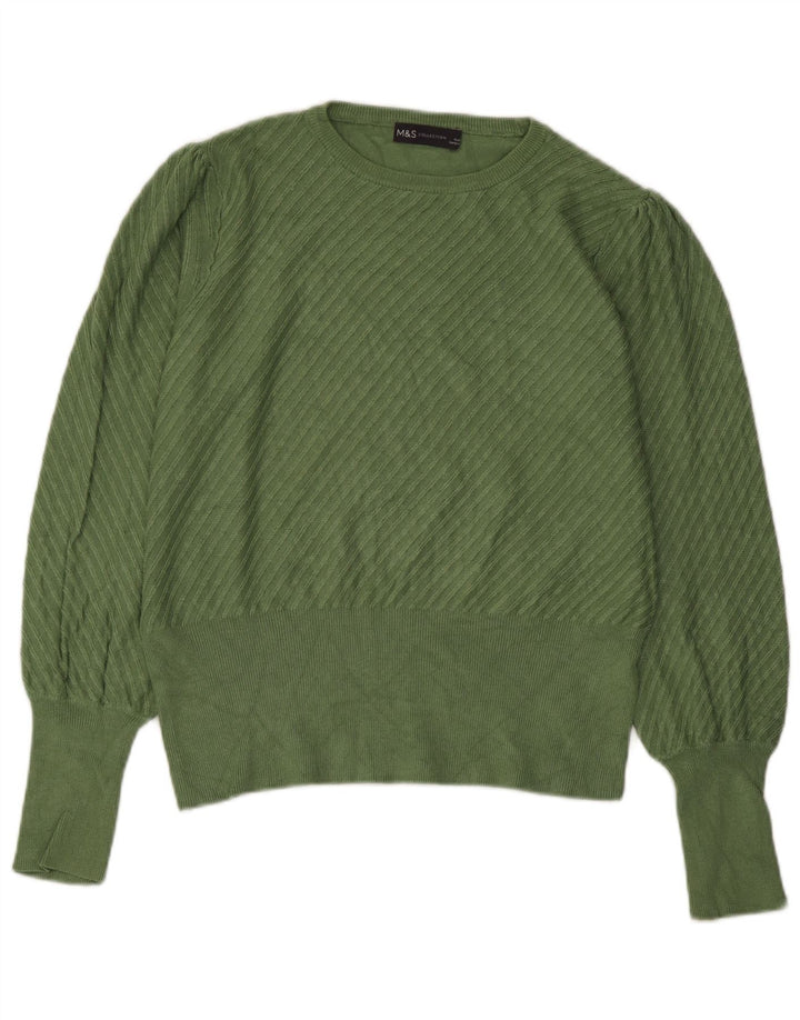 Marks & Spencer Damski sweter z dekoltem w łódkę, UK 14, średni zielony