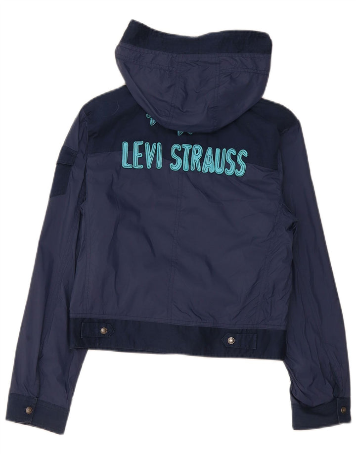 Chłopięca kurtka bomber z kapturem i grafiką Levi's 11-12 lat, granatowa, z blokami kolorów