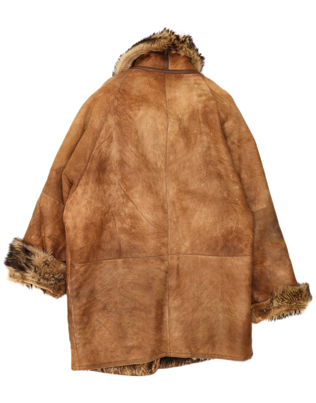 Damski płaszcz oversize Mabrun IT 44 Średni brązowy płaszcz Shearling