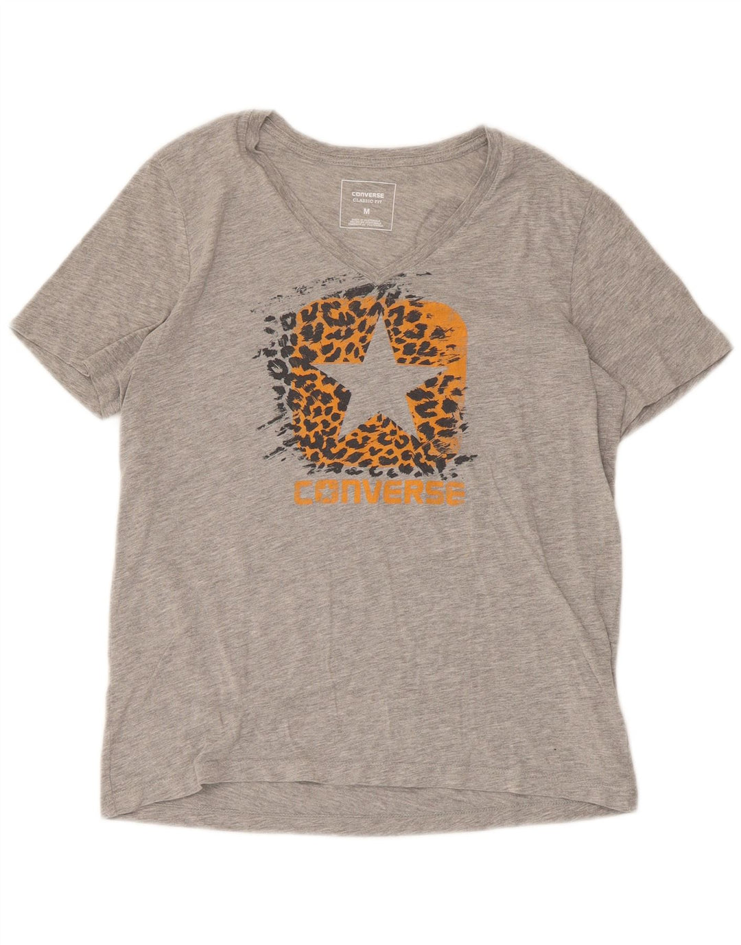 T-shirt damski Converse Classic Fit Graphic Top UK 12 Średni szary nakrapiany