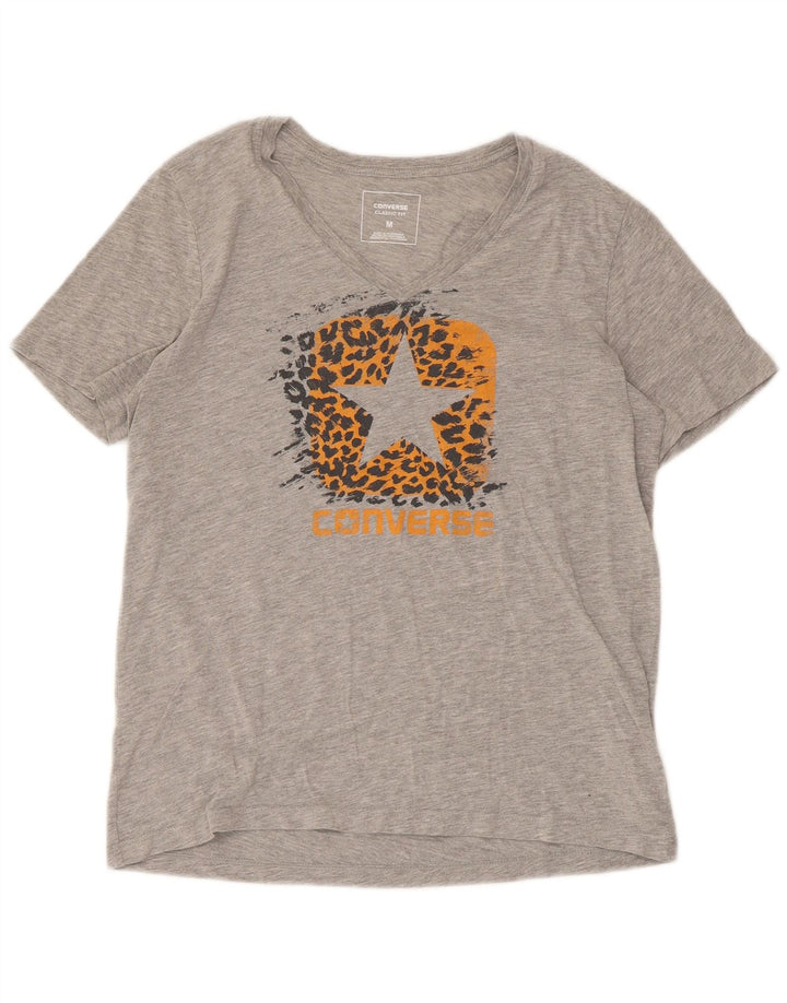 T-shirt damski Converse Classic Fit Graphic Top UK 12 Średni szary nakrapiany