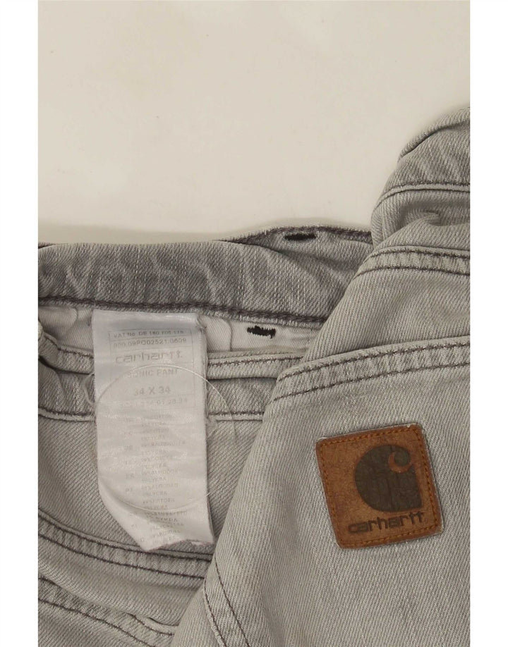 Męskie proste dżinsy Carhartt W34 L34 Szara bawełna