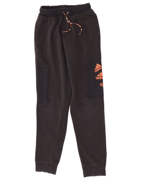 Damskie spodnie dresowe Adidas Graphic Cargo Joggers UK 4 XS Czarna bawełna