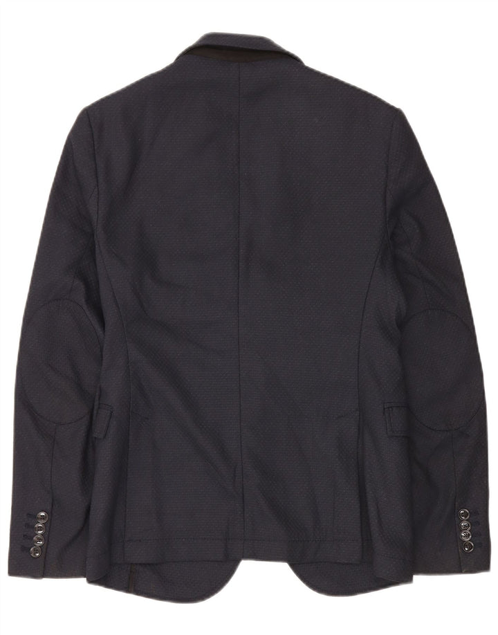 Zara Męska marynarka zapinana na 2 guziki EU 46 Mały granatowy geometryczny poliester