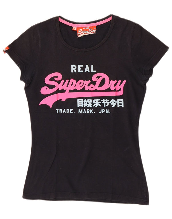 Damska koszulka z grafiką Superdry Top UK 6 XS, czarna