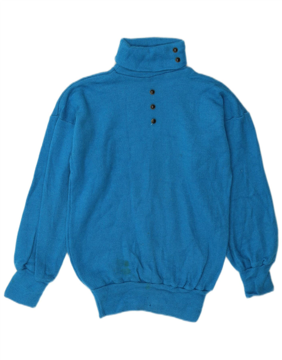Sweter damski w stylu vintage z wywijanym dekoltem UK 14, średni niebieski