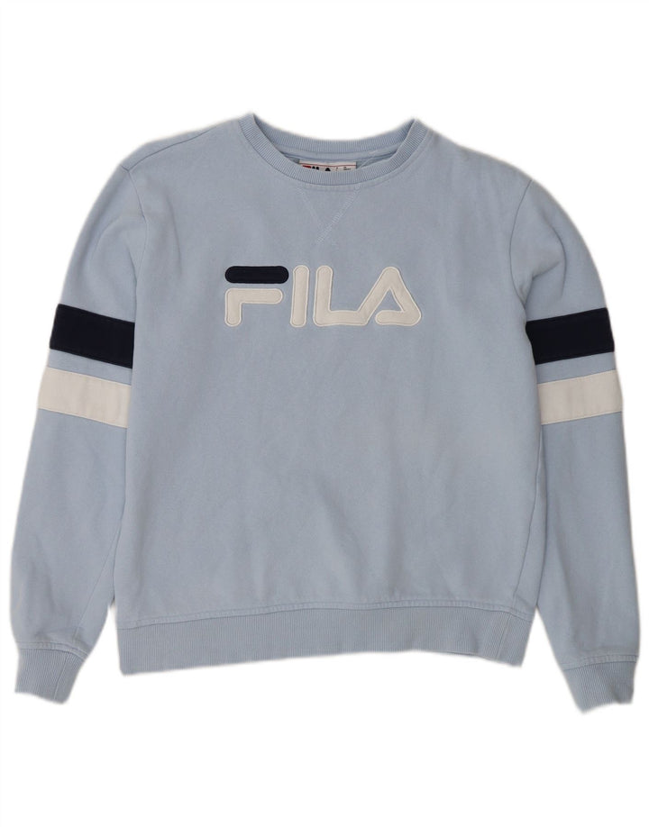 Damski sweter oversize FILA UK 10, mały, niebieski, z blokami kolorów