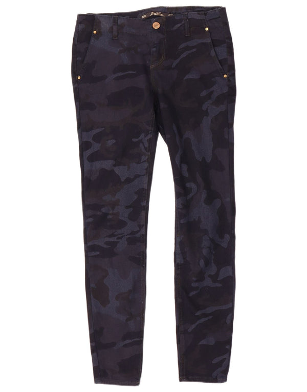Spodnie Chino Zara Damskie Slim Fit EU 36 XS W26 L28 Granatowe Kamuflaż