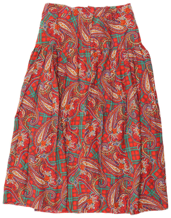 LIBRA Damska spódnica w kształcie litery A z wysokim stanem UK 14 Large W32 Red Paisley