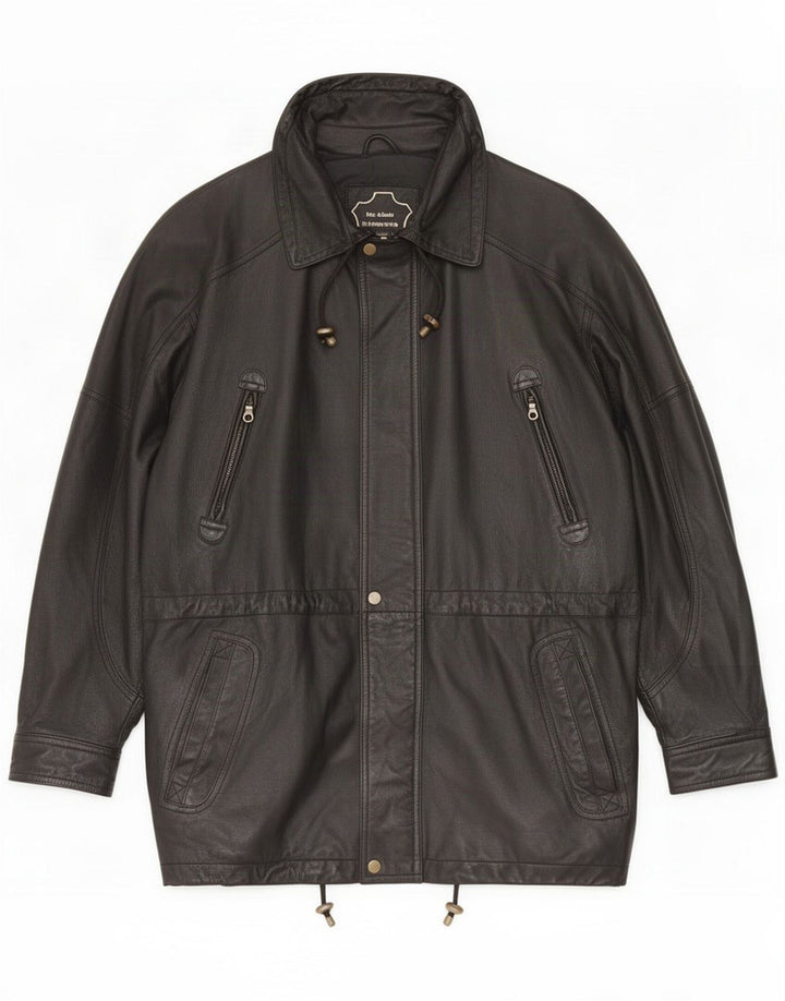 Spirit Męski płaszcz skórzany EU 46 Small Black Classic