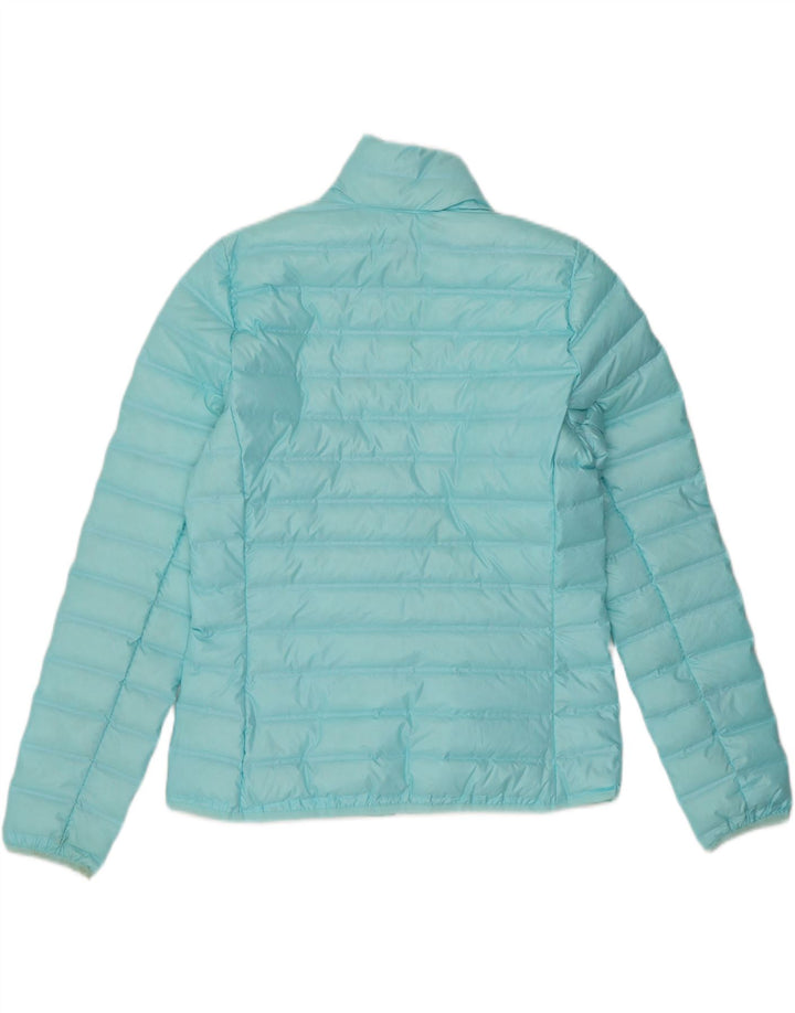 ADIDAS Womens Padded Jacket UK 12/14 Medium Blue Polyester