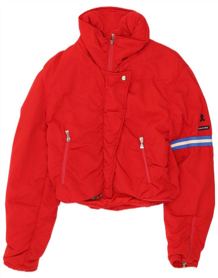 Vintage damska wyściełana kurtka EU 38, średni czerwony poliamid