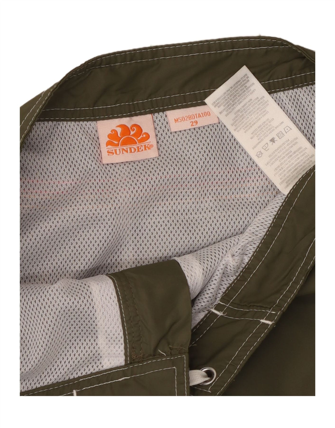 Męskie spodenki kąpielowe Sundek, małe nylonowe paski w kolorze khaki