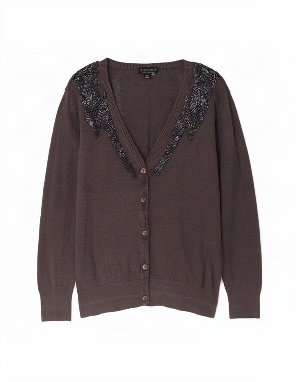 Damski sweter rozpinany z rękawem 3/4 Topshop UK 14, duży, szary, bawełniany