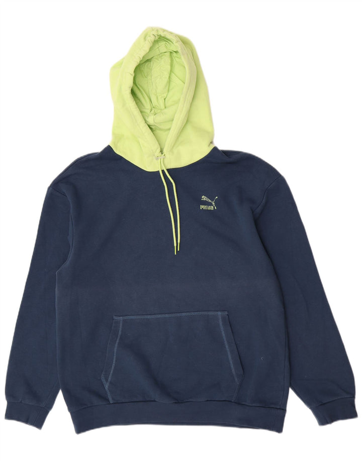 Męska bluza z kapturem Puma, średnia, granatowa, bawełniana w bloki kolorów