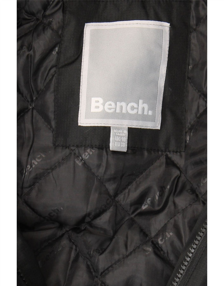 BENCH Womens Oversized Hooded Padded Coat UK 10 Small  Black Polyester Vintage Bench and Second-Hand Bench from Messina Hembry 