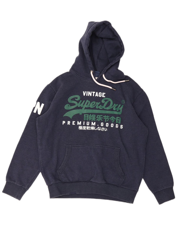SUPERDRY Męski sweter z kapturem i grafiką XL, granatowy, bawełniany