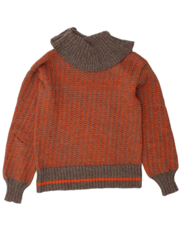 Sweter damski VINTAGE z wywijanym dekoltem UK 10 Small Orange Chevron