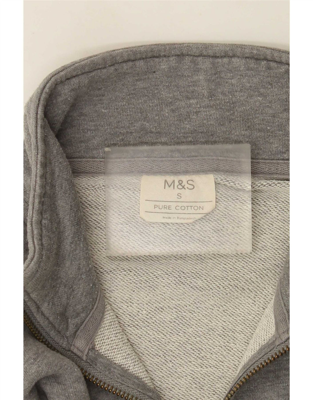 Marks & Spencer Męski sweter z zamkiem błyskawicznym, mały, szary, bawełniany