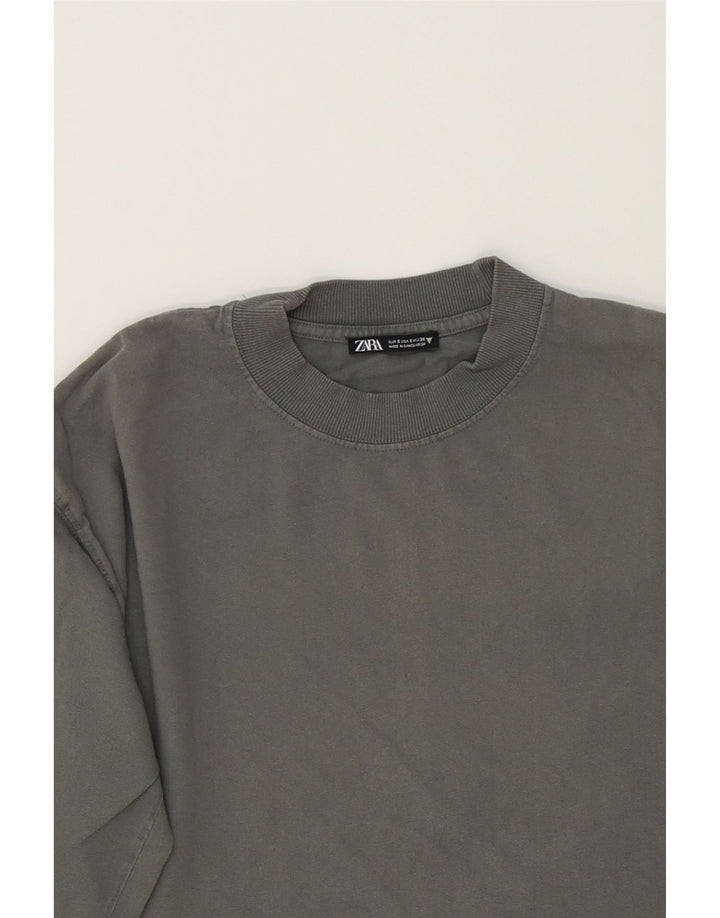 ZARA Womens Oversized Top Long Sleeve UK 10 Small Grey Cotton Vintage Zara and Second-Hand Zara from Messina Hembry 