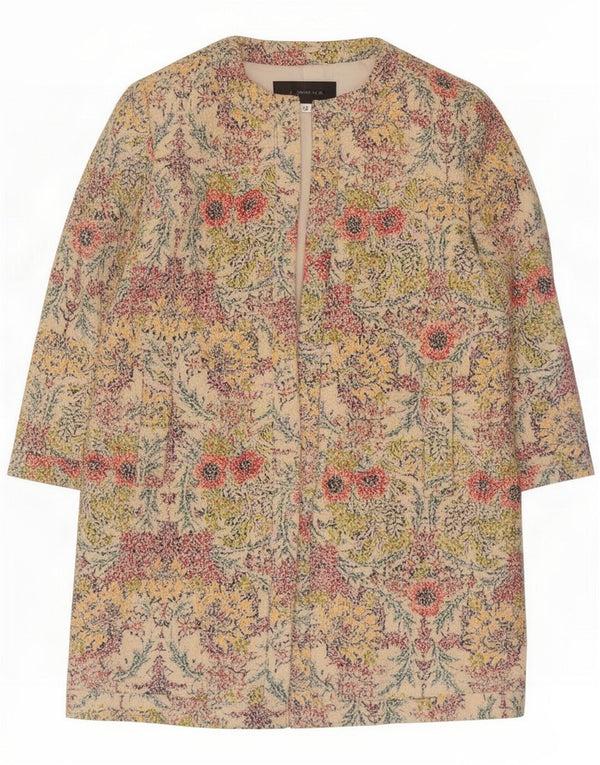 Zara Damski płaszcz z otwartym rękawem 3/4 UK 14 Medium Beige Floral