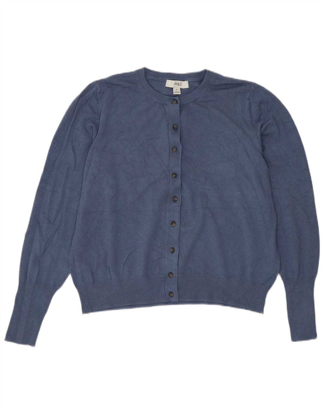 Marks & Spencer Krótki sweter damski UK 16, duży, niebieski wiskoza