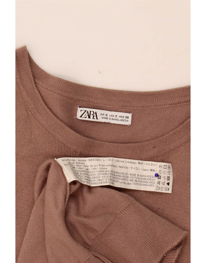 Męski sweter Zara z dekoltem w łódkę, mały, beżowy, wiskozowy