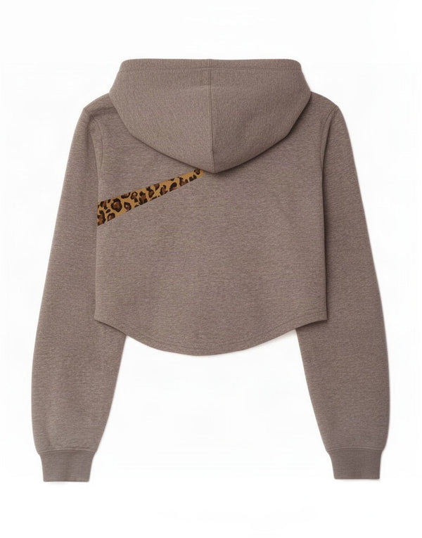 Damska bluza z kapturem Nike Graphic Crop UK 6 XS Szara bawełna z nadrukiem zwierzęcym