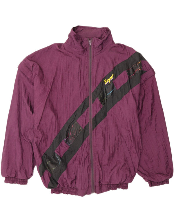 Vintage męska kurtka dresowa 2XL bordowy nylon z blokami kolorów