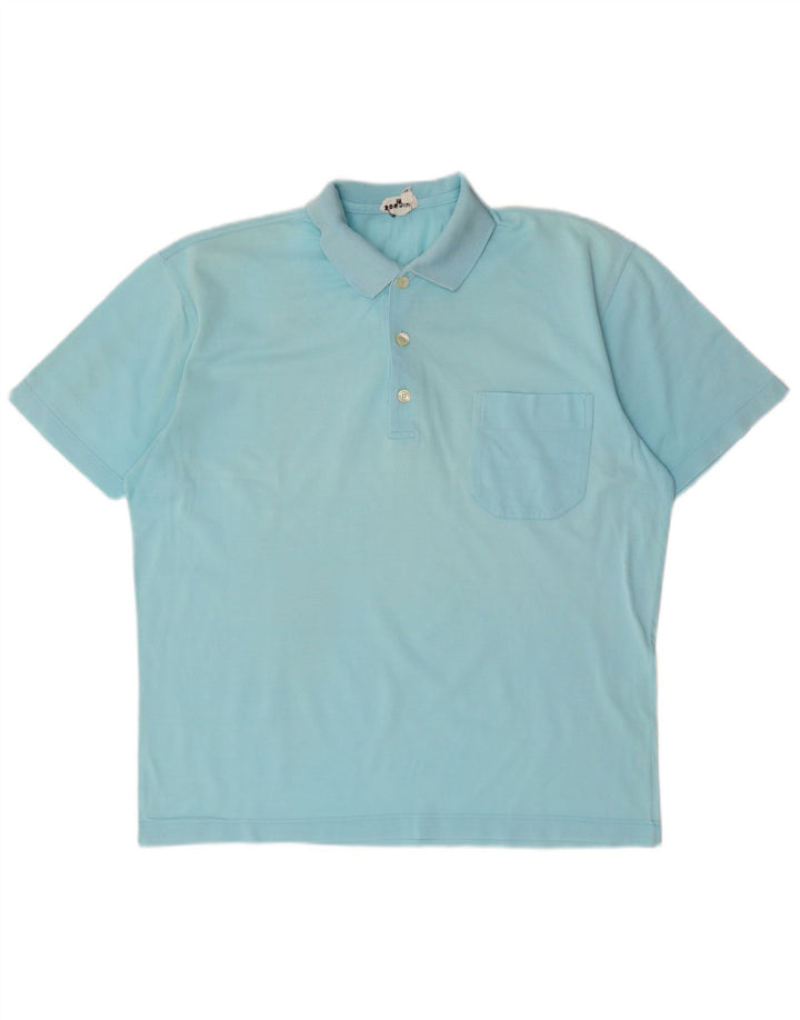 Męska koszulka polo VINTAGE, niebieska, bawełniana