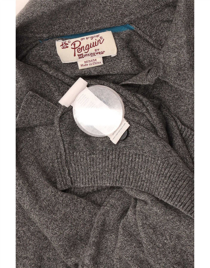 Męski sweter polo Penguin, średnioszary, bawełniany w cętki