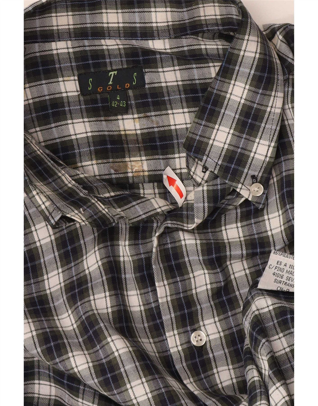 Męska koszula flanelowa STS, rozmiar 42/43, duża, niebieska, poliestrowa kratka