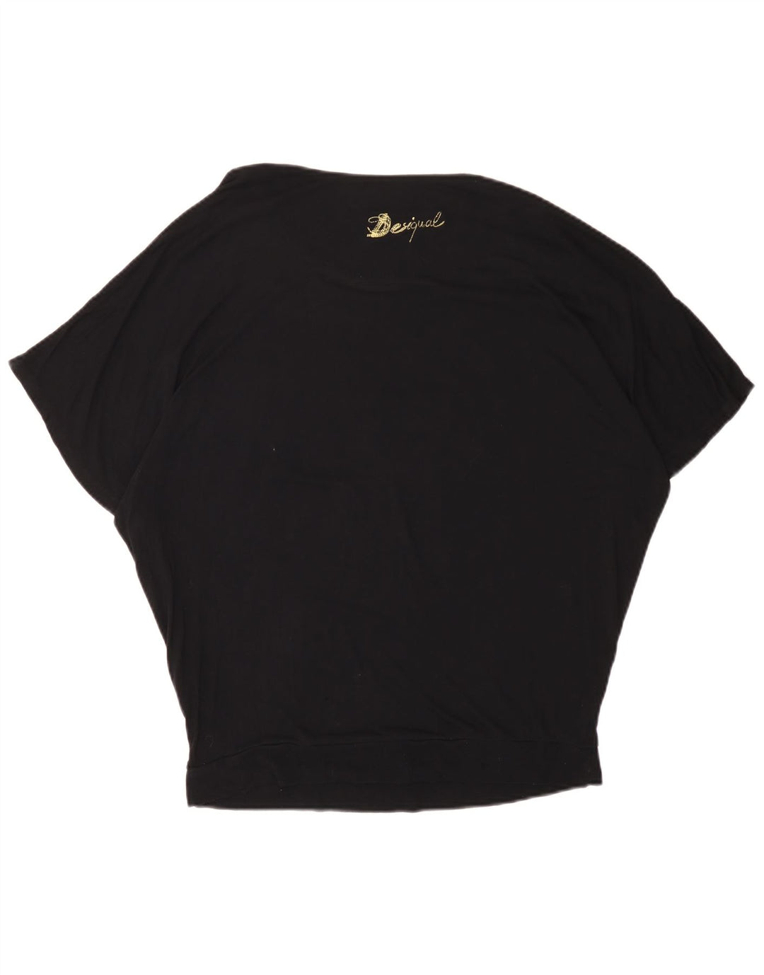 DESIGUAL Damska bluzka oversize z grafiką UK 16, duża, czarna
