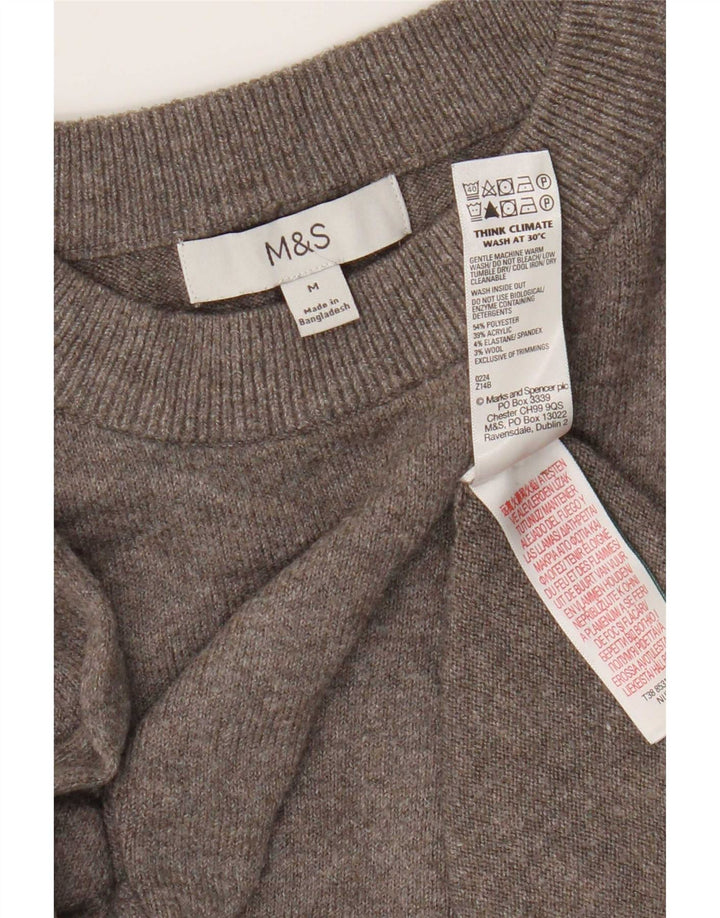 Marks & Spencer Damski sweter z okrągłym dekoltem, UK 14, średni szary poliester