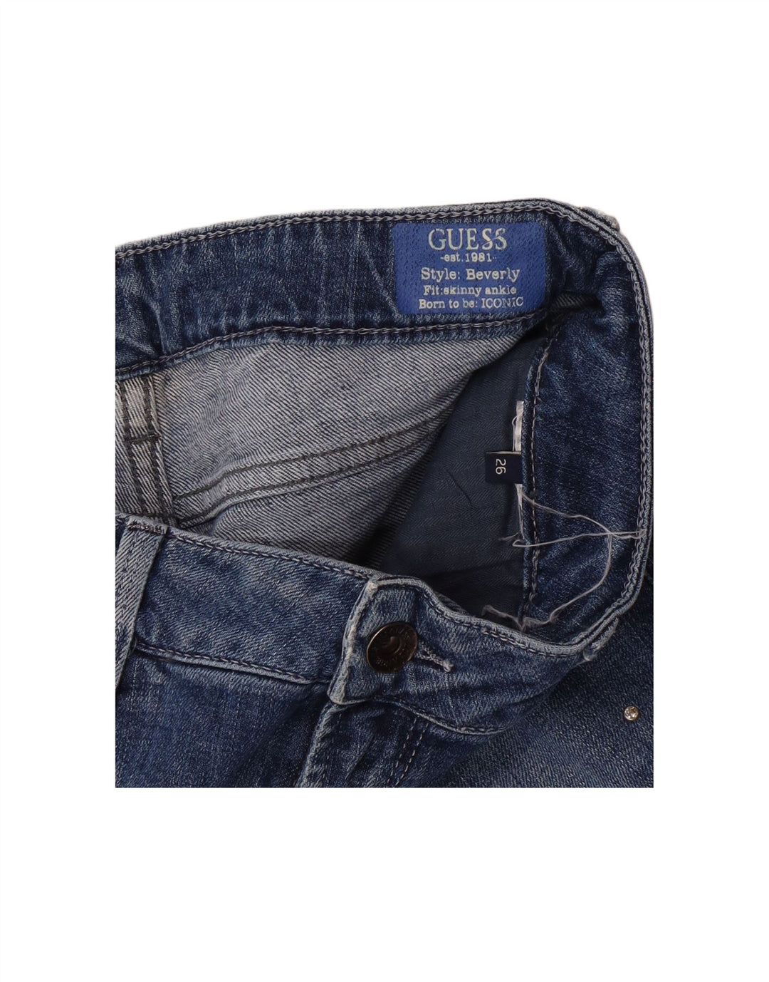 GUESS Womens Beverly Skinny Jeans W26 L30 Blue Spotted